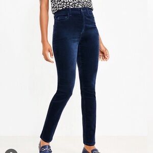 LOFT Midnight Blue Stretch Velvet High-Rise Ankle Jeans Waist 27 Size 4